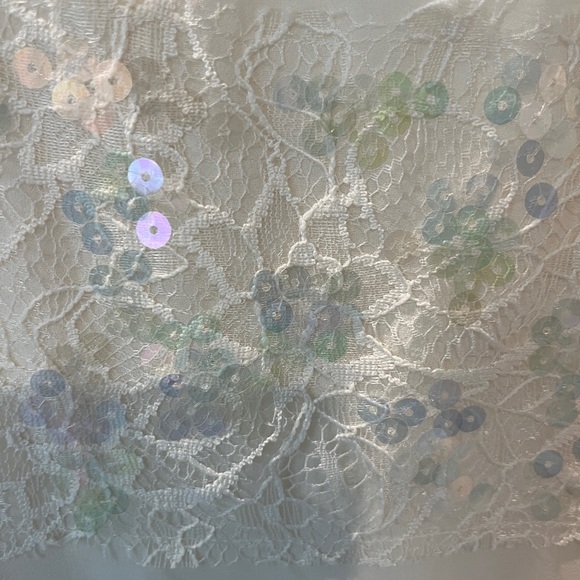 Express Cream Sparkly Sequin Tank Top Shell Spring Easter - Picture 3 of 12